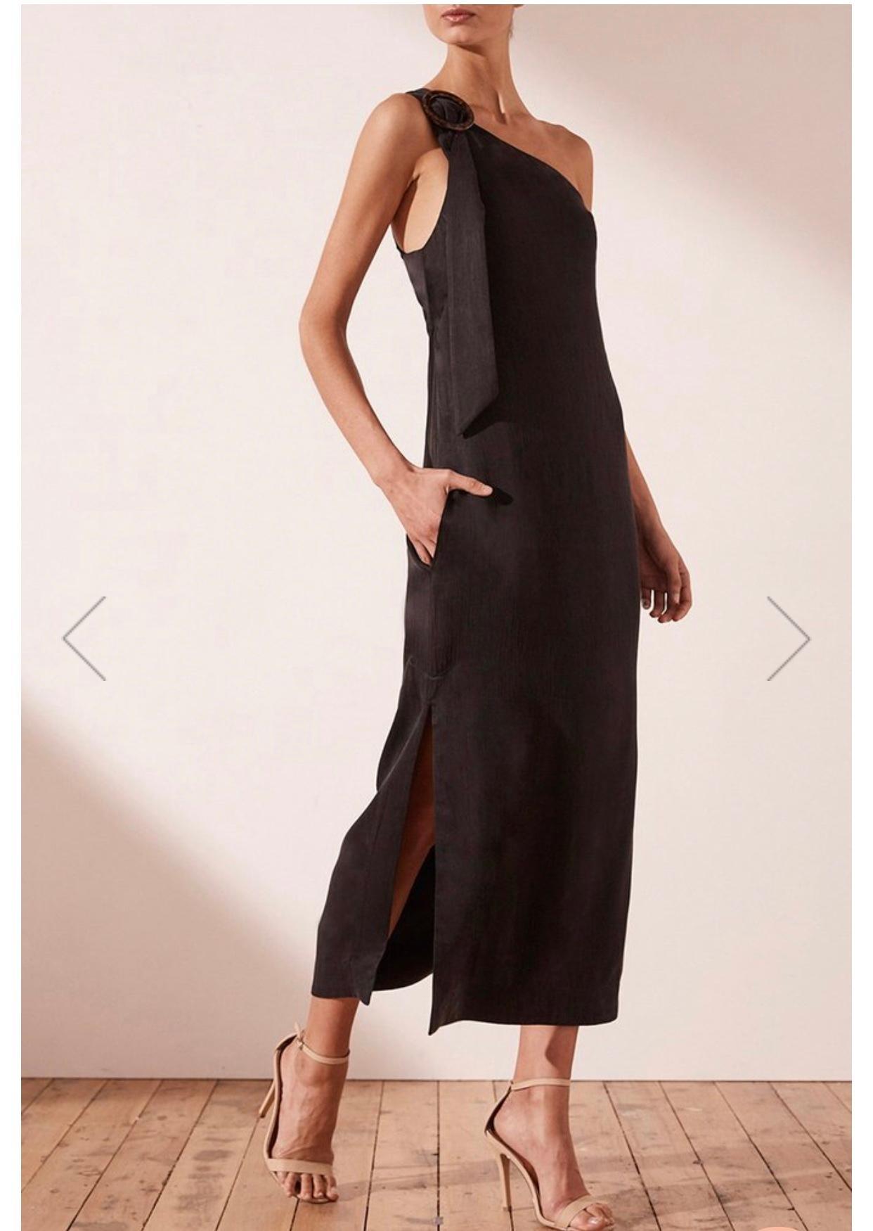 Shona Joy One Shoulder Black Dress Size 12 - Image 4