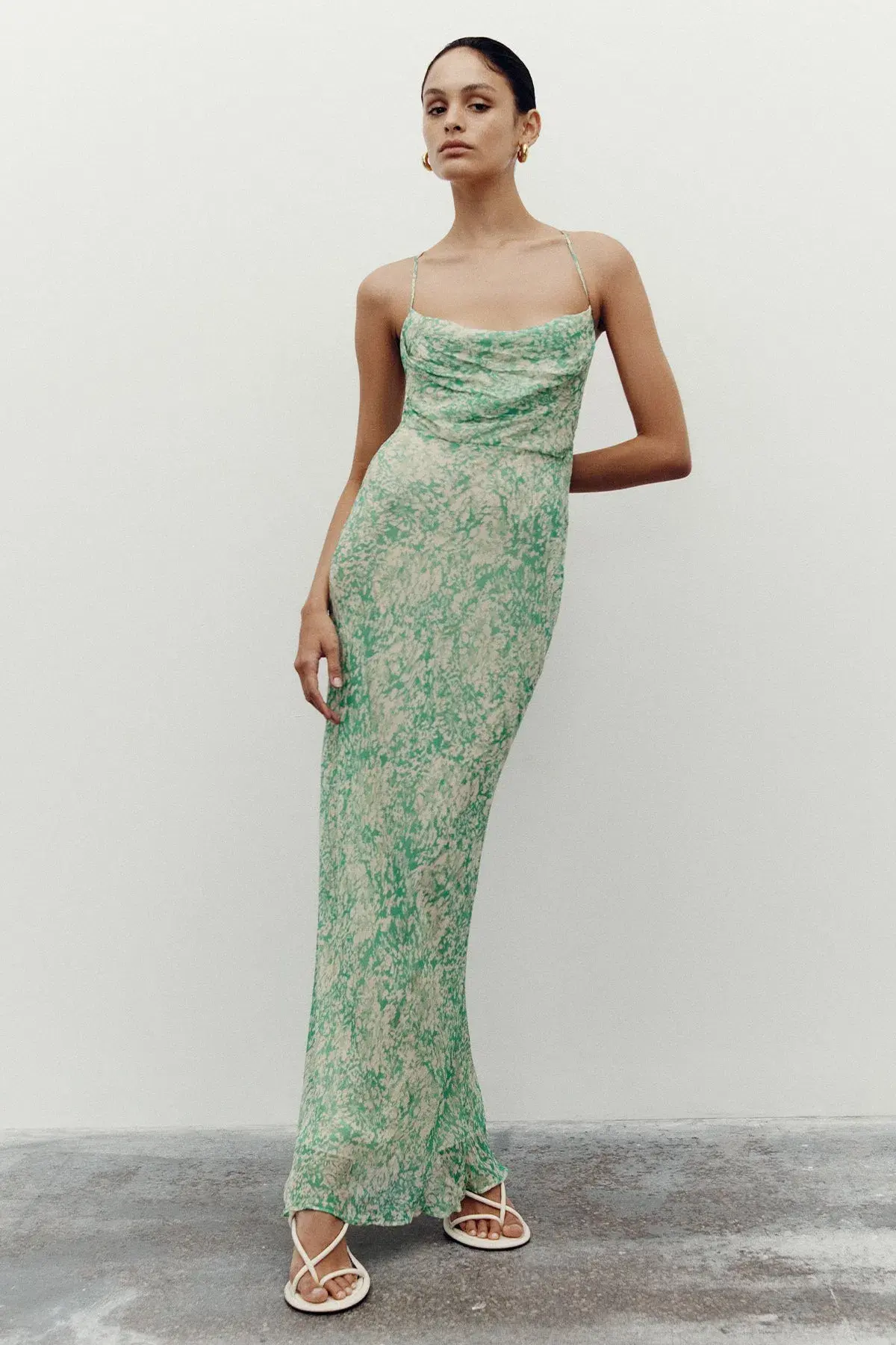 Shona Joy Belvedere Lace Back Bias Maxi Dress Green Size 10 - Image 1