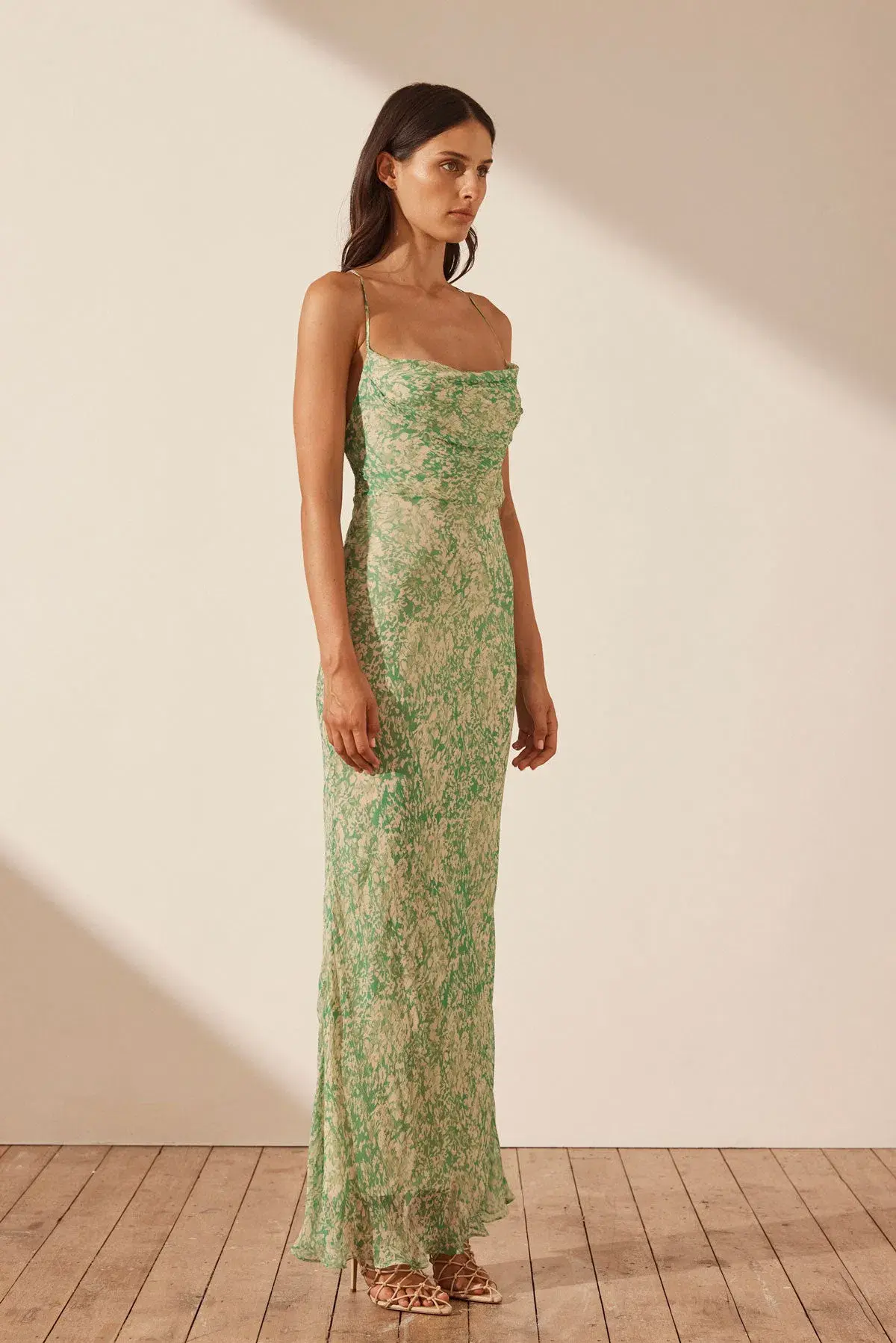 Shona Joy Belvedere Lace Back Bias Maxi Dress Green Size 10 - Image 5