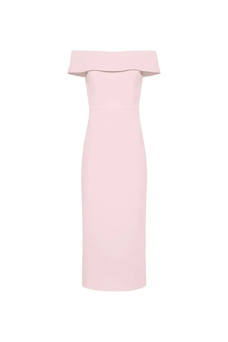 Rebecca Vallance Amore Off Shoulder Midi Soft Pink Size 6 - Image 4