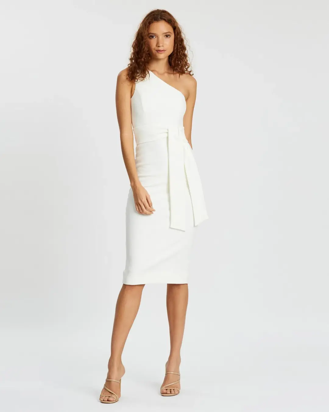 Shona Joy Lucy One Shoulder Midi Dress Ivory Size 10 for rent on The Volte - main image