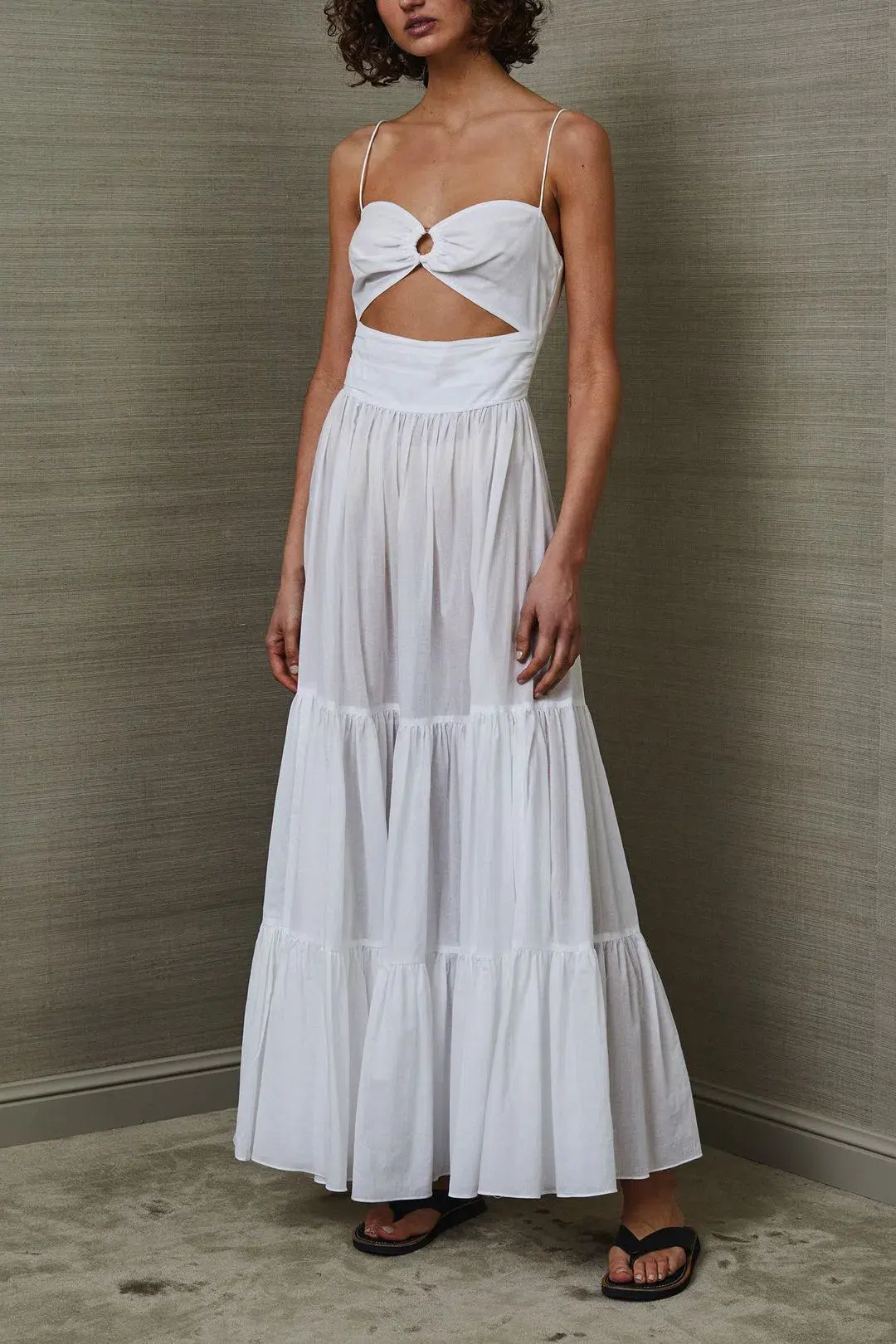 Bec and Bridge Miami Palm Tiered Maxi Dress in White Size 6 for rent on The Volte - main image