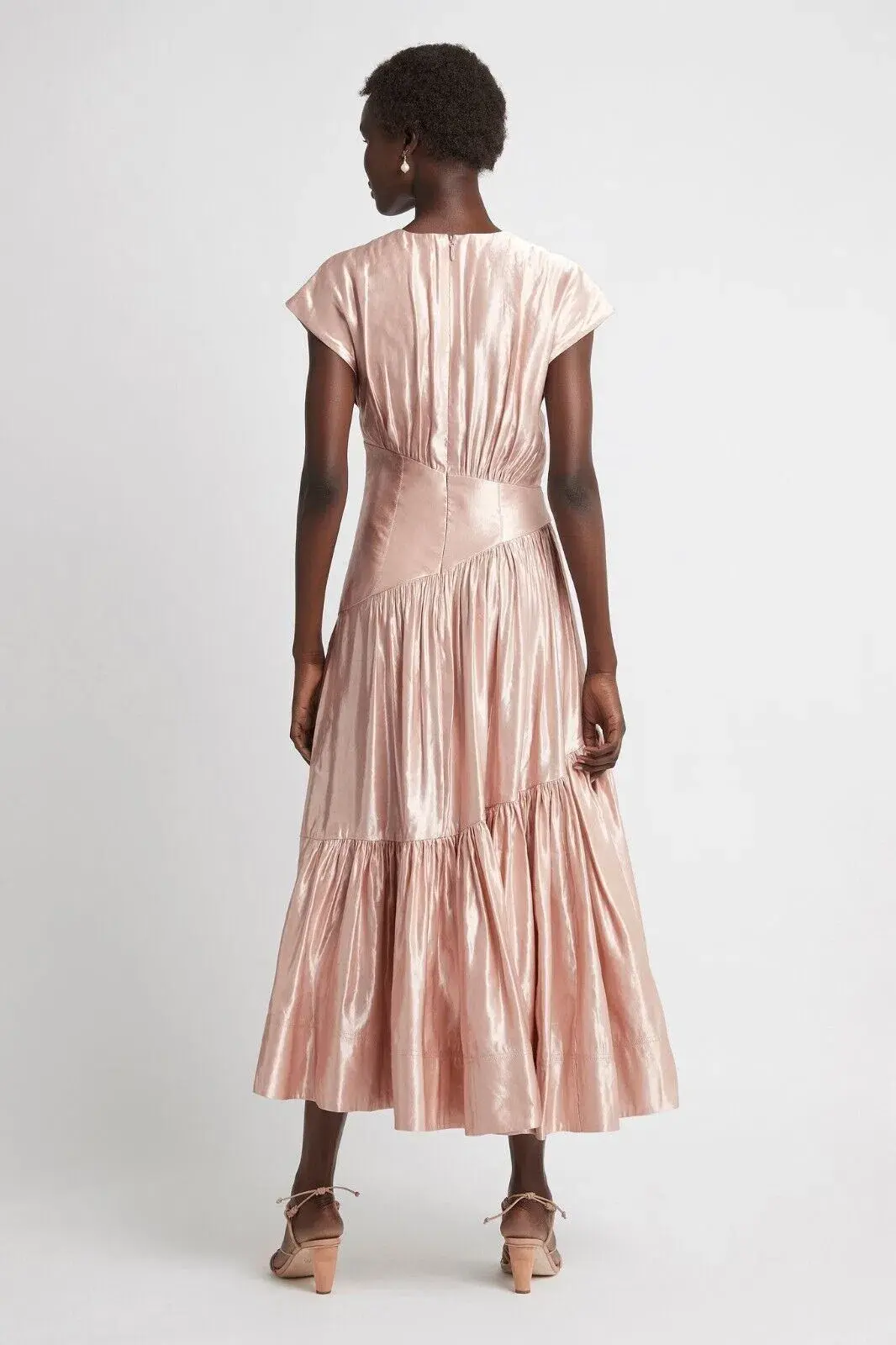 Aje Serendipity Reflection Midi Dress Metallic Pink Size 4 - Image 2