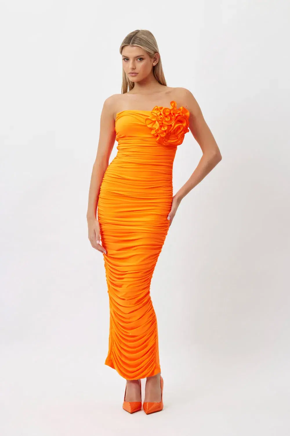 Bianca and Bridgett Tara Midi Dress in Orange Size 8 - Image 1