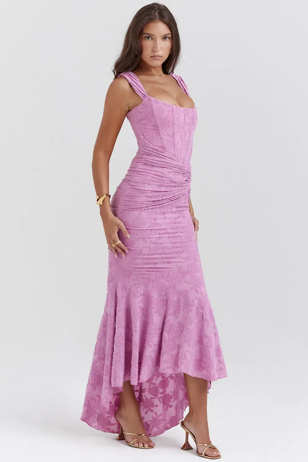 House Of CB Cesca Maxi Dress Rose Pink Floral Size XS / AU 6 - Image 5