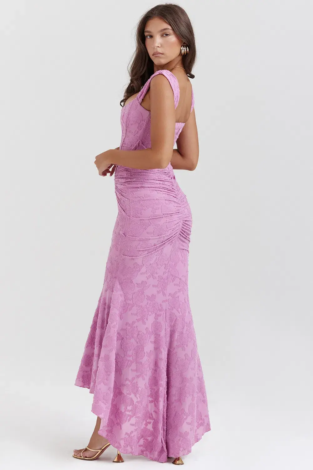 House Of CB Cesca Maxi Dress Rose Pink Floral Size XS / AU 6 - Image 6