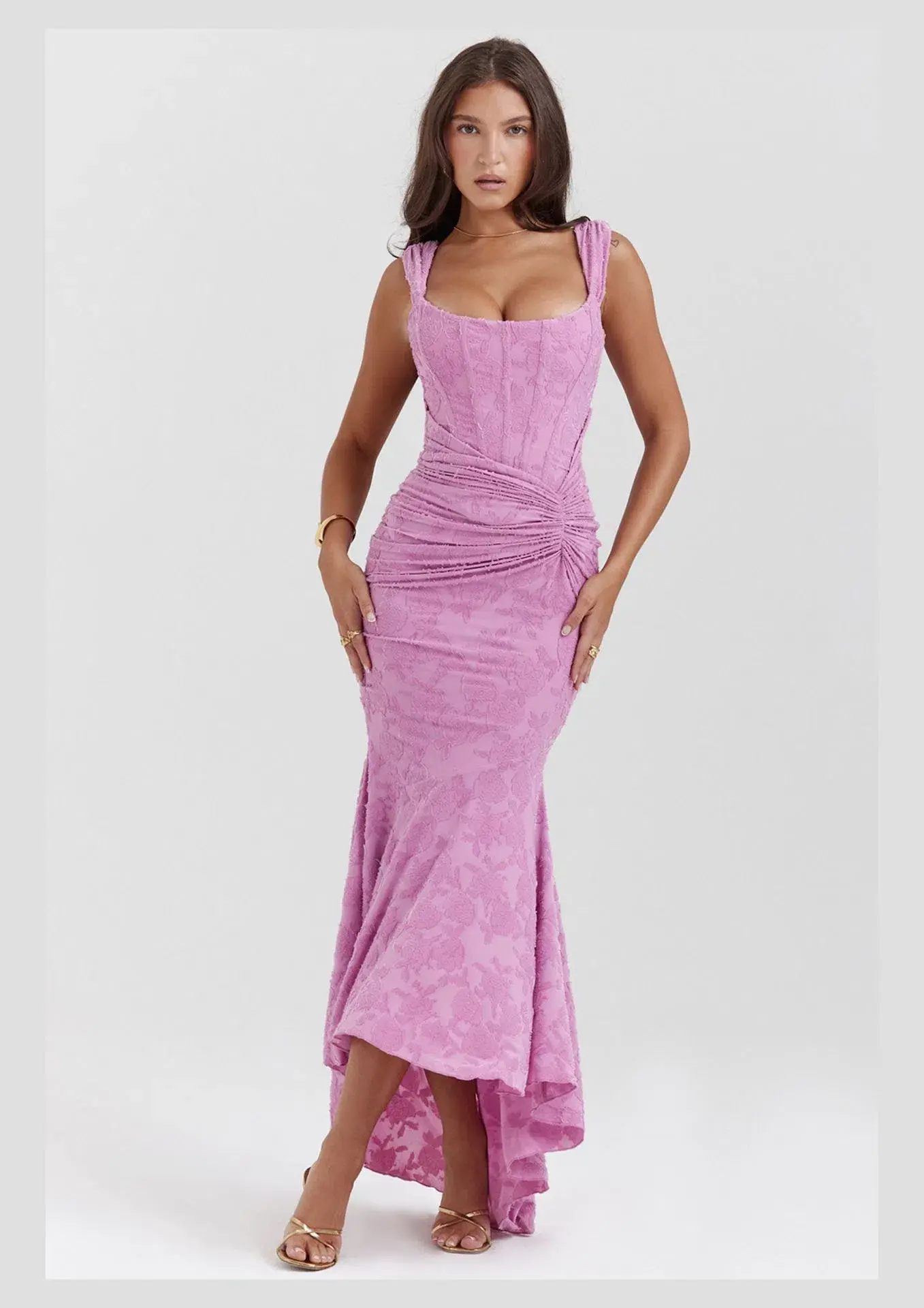House Of CB Cesca Maxi Dress Rose Pink Floral Size XS / AU 6 - Image 1