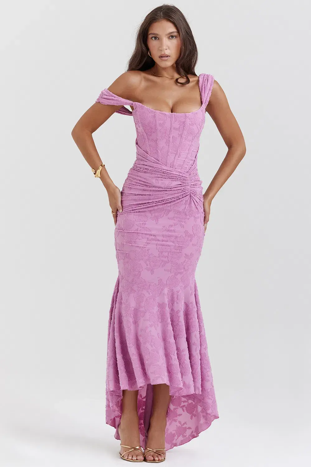 House Of CB Cesca Maxi Dress Rose Pink Floral Size XS / AU 6 - Image 2