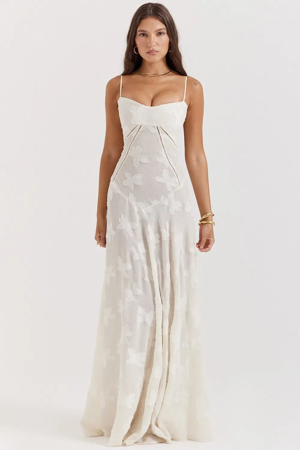 House Of CB Seren Lace Back Maxi Dress Vintage Cream Floral Size XS / AU 6 - Image 4