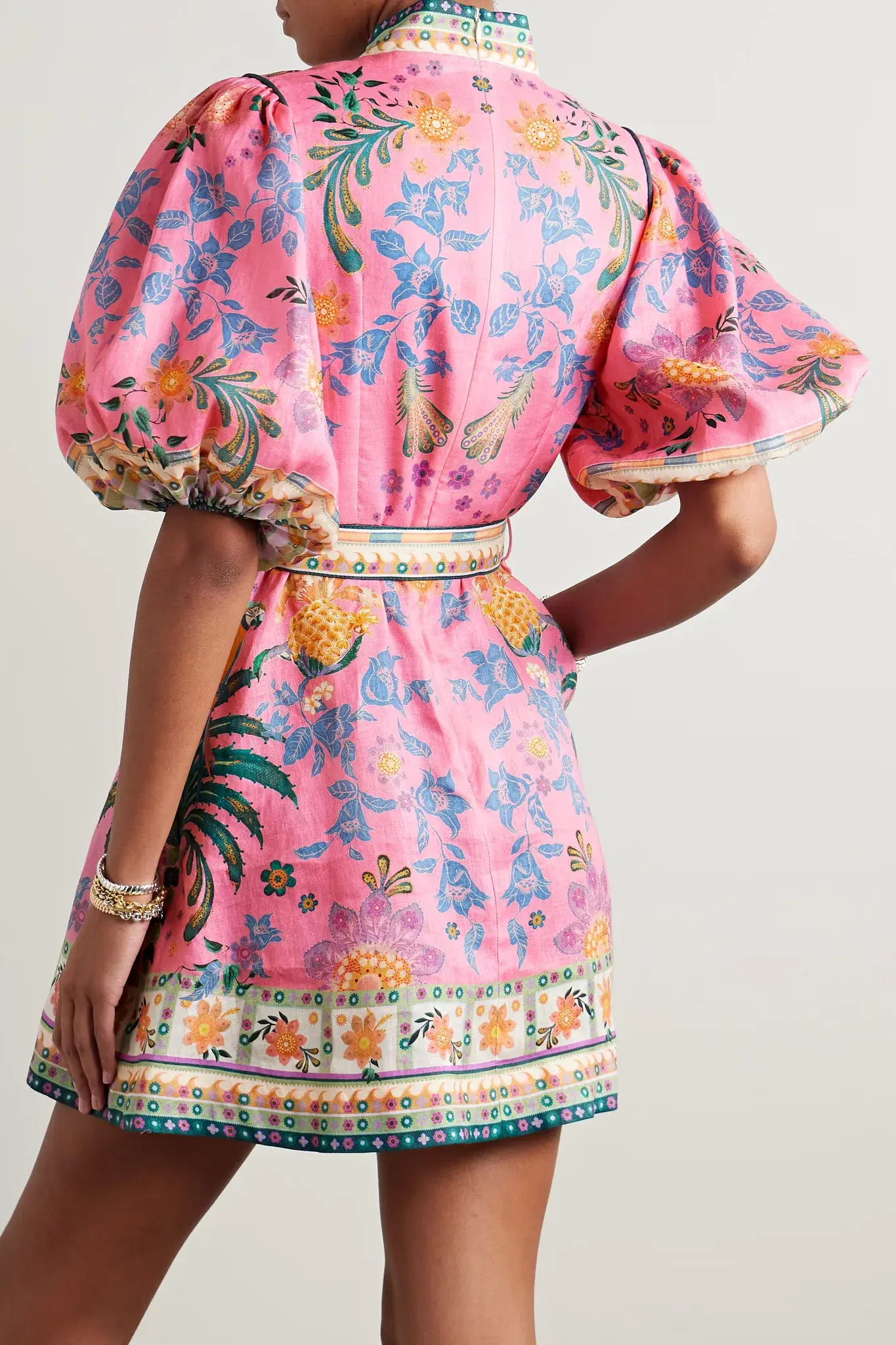 Zimmermann Ginger Buttoned Mini Dress Pink Multi Size 2 / AU 10-12 - Image 2