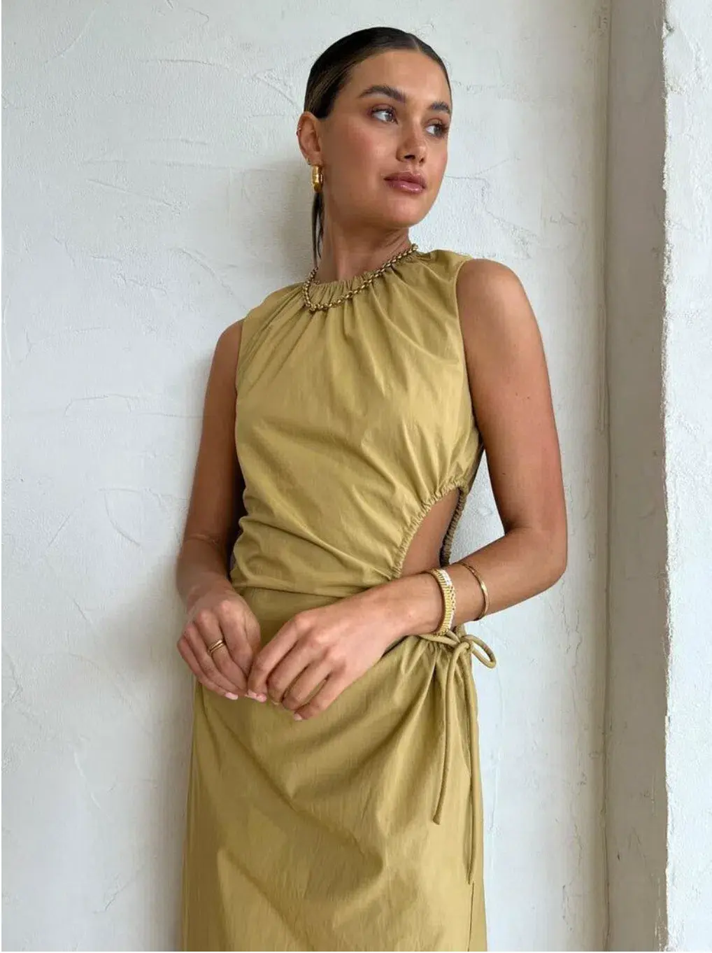 Sir the Label Dion Cut Out Maxi Dress Camel Size 6 - Image 4