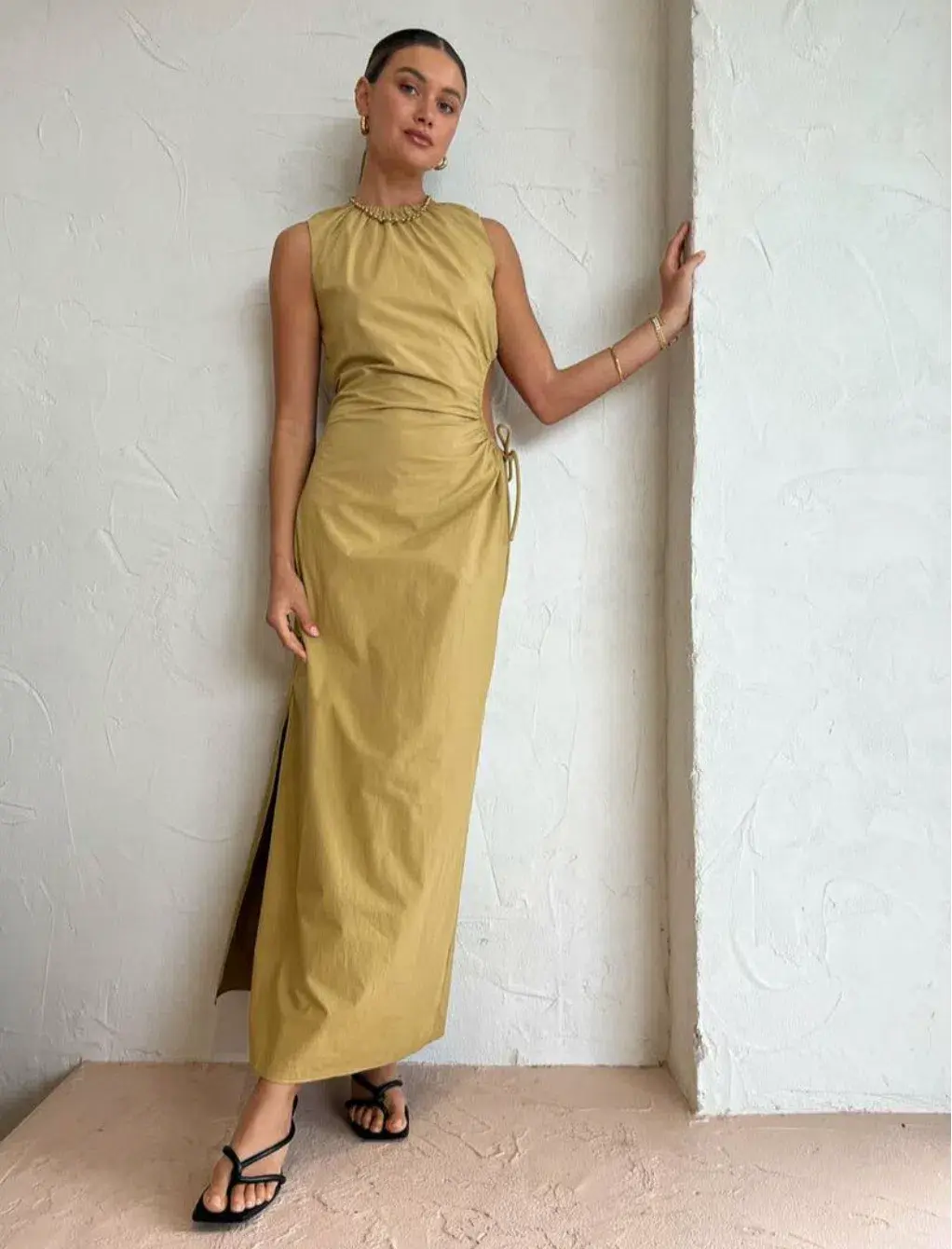 Sir the Label Dion Cut Out Maxi Dress Camel Size 6 - Image 5