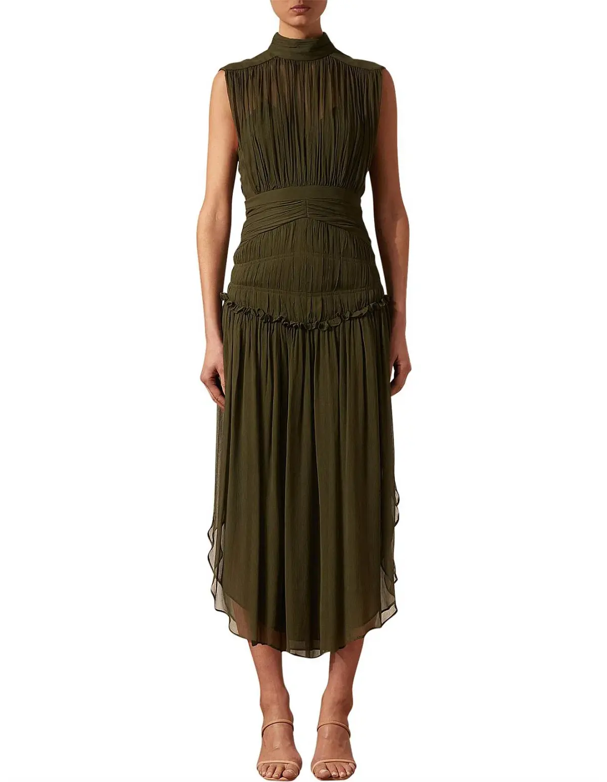 Shona Joy Safira Open Back Midi Dress Green Size 14 - Image 1