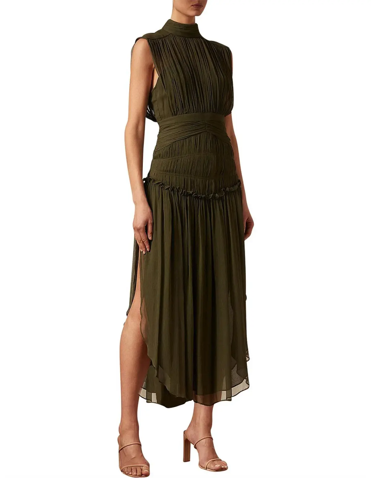 Shona Joy Safira Open Back Midi Dress Green Size 14 - Image 4