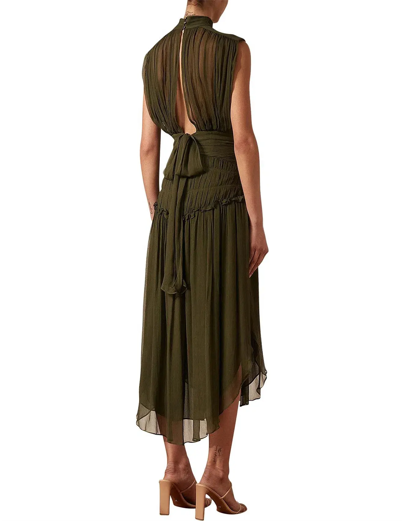 Shona Joy Safira Open Back Midi Dress Green Size 14 - Image 3
