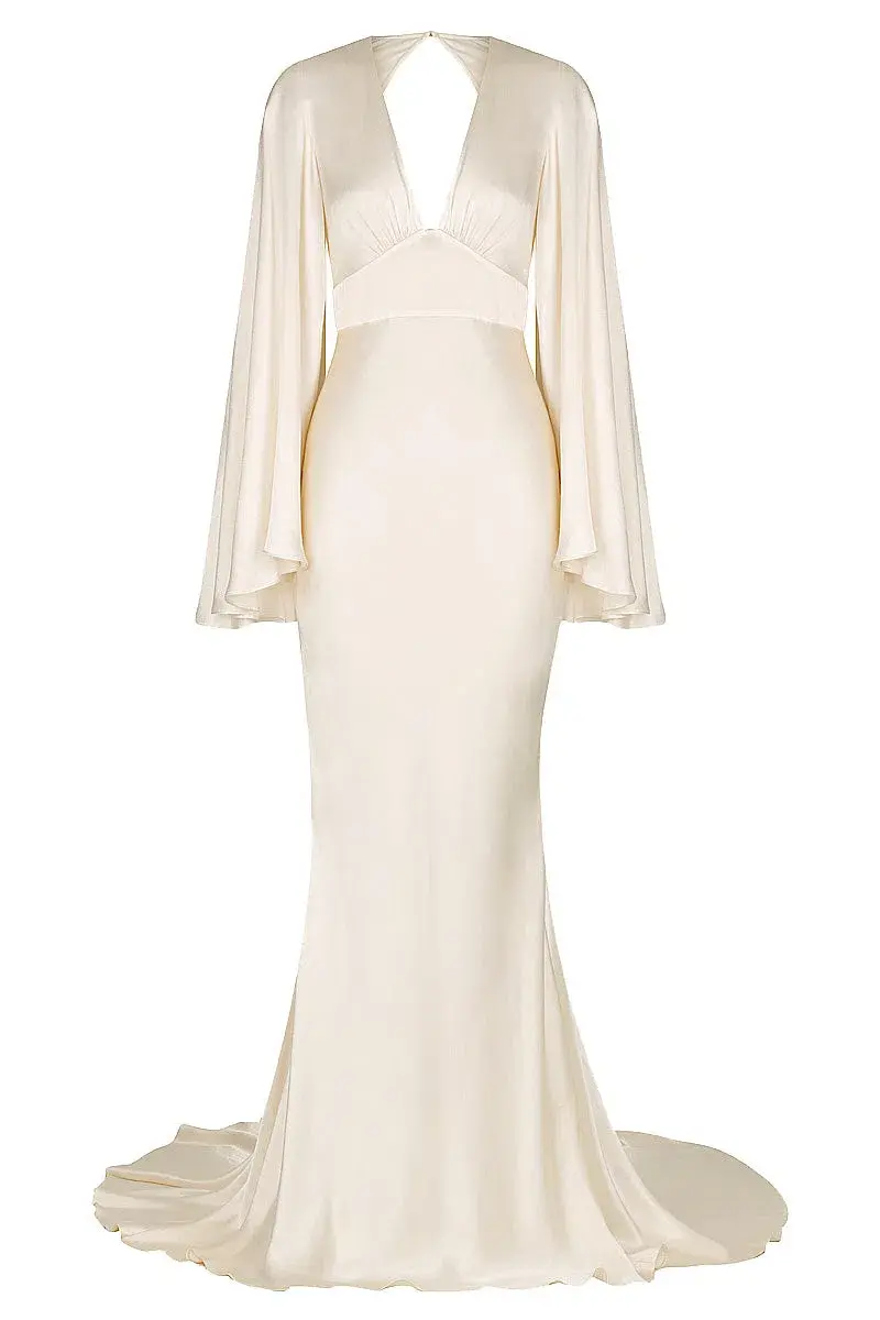 Shona Joy La Lune Backless Maxi Dress in Cream Size 12 - Image 4