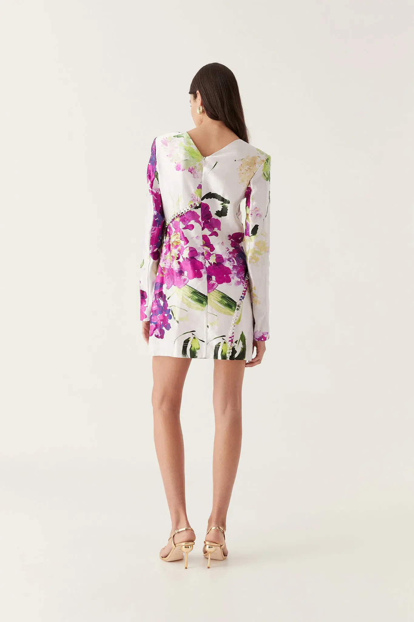 Aje Arbour Whipstitch Mini Dress Wild Hydrangea Floral Size 10  - Image 3