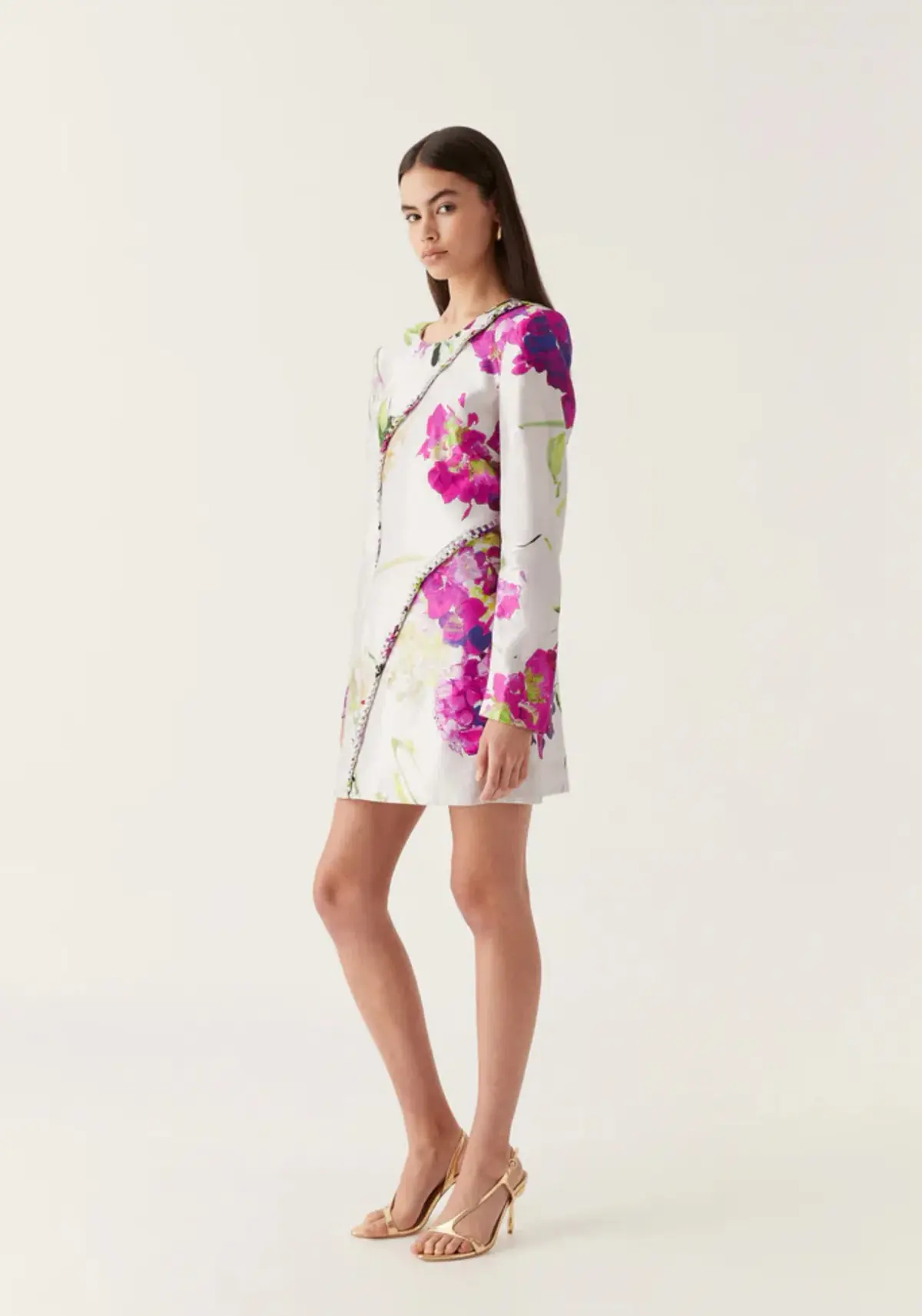 Aje Arbour Whipstitch Mini Dress Wild Hydrangea Floral Size 10  - Image 5