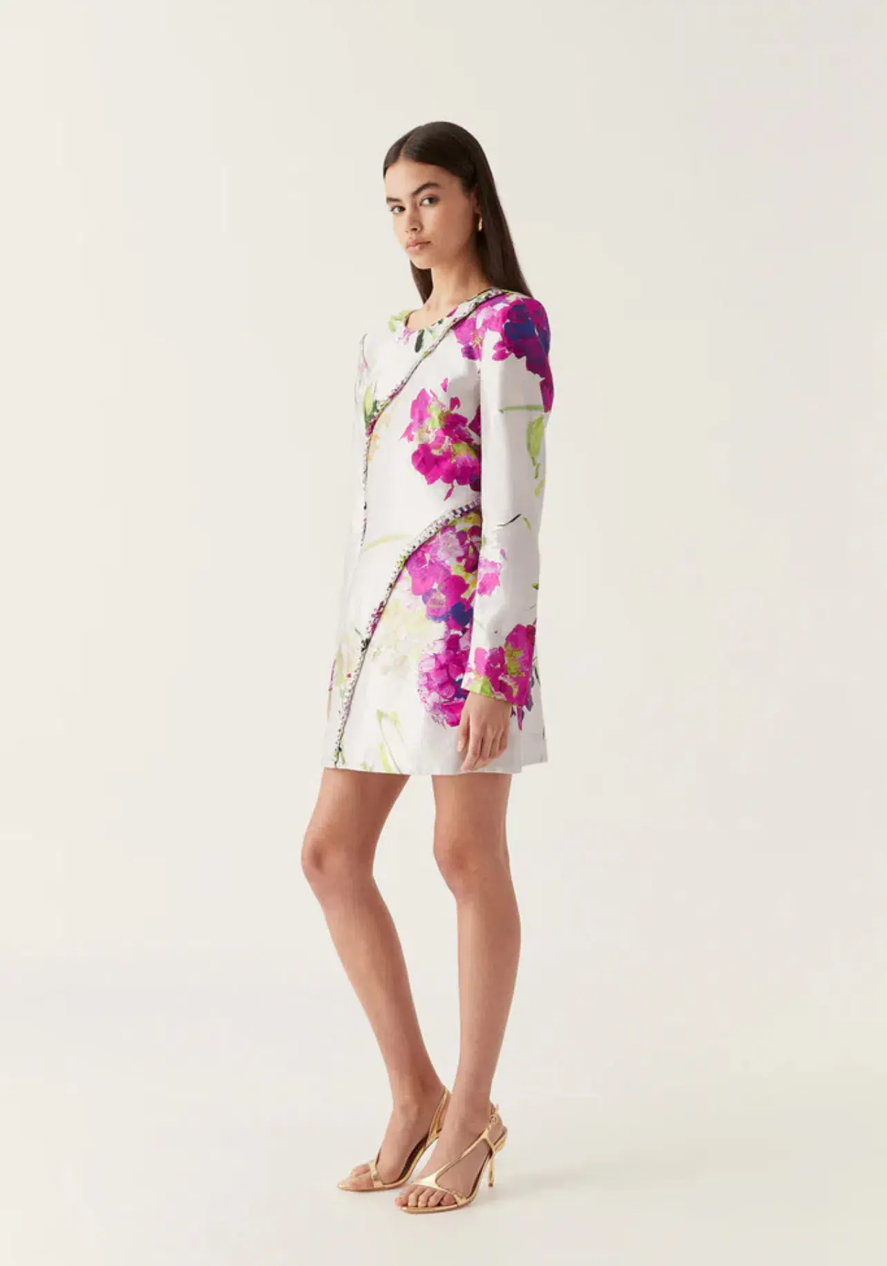 Aje Arbour Whipstitch Mini Dress Wild Hydrangea Floral Size 10  - Image 5