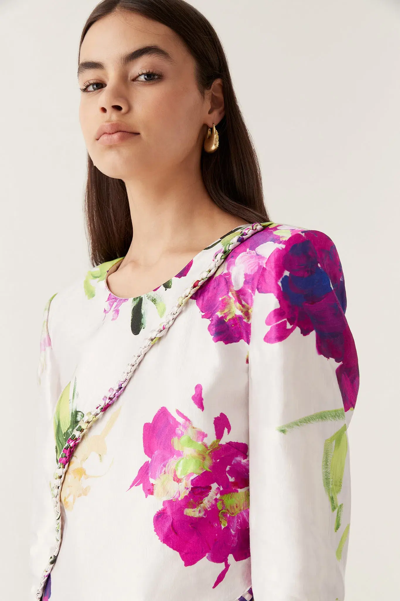 Aje Arbour Whipstitch Mini Dress Wild Hydrangea Floral Size 10  - Image 4