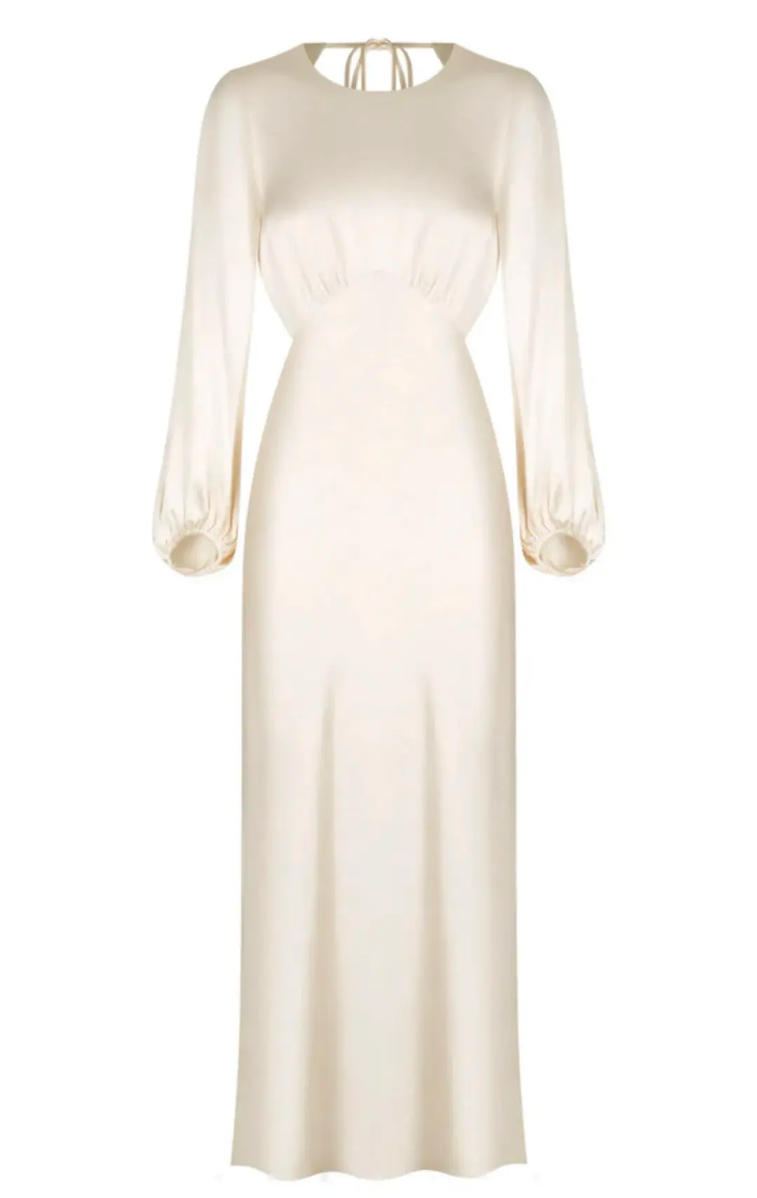 Shona Joy La Lune Open Back Balloon Sleeve Midi Dress Cream Size 6 for rent on The Volte - main image