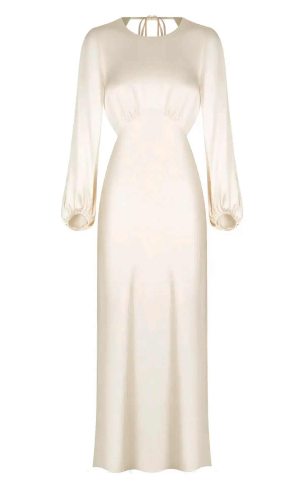 Shona Joy La Lune Open Back Balloon Sleeve Midi Dress Cream Size 6 - Image 5