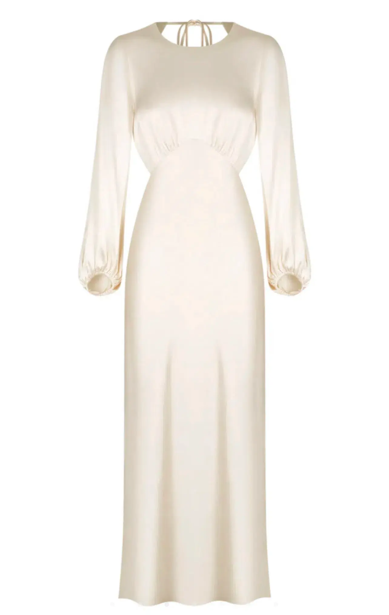 Shona Joy La Lune Open Back Balloon Sleeve Midi Dress Cream Size 6 - Image 5