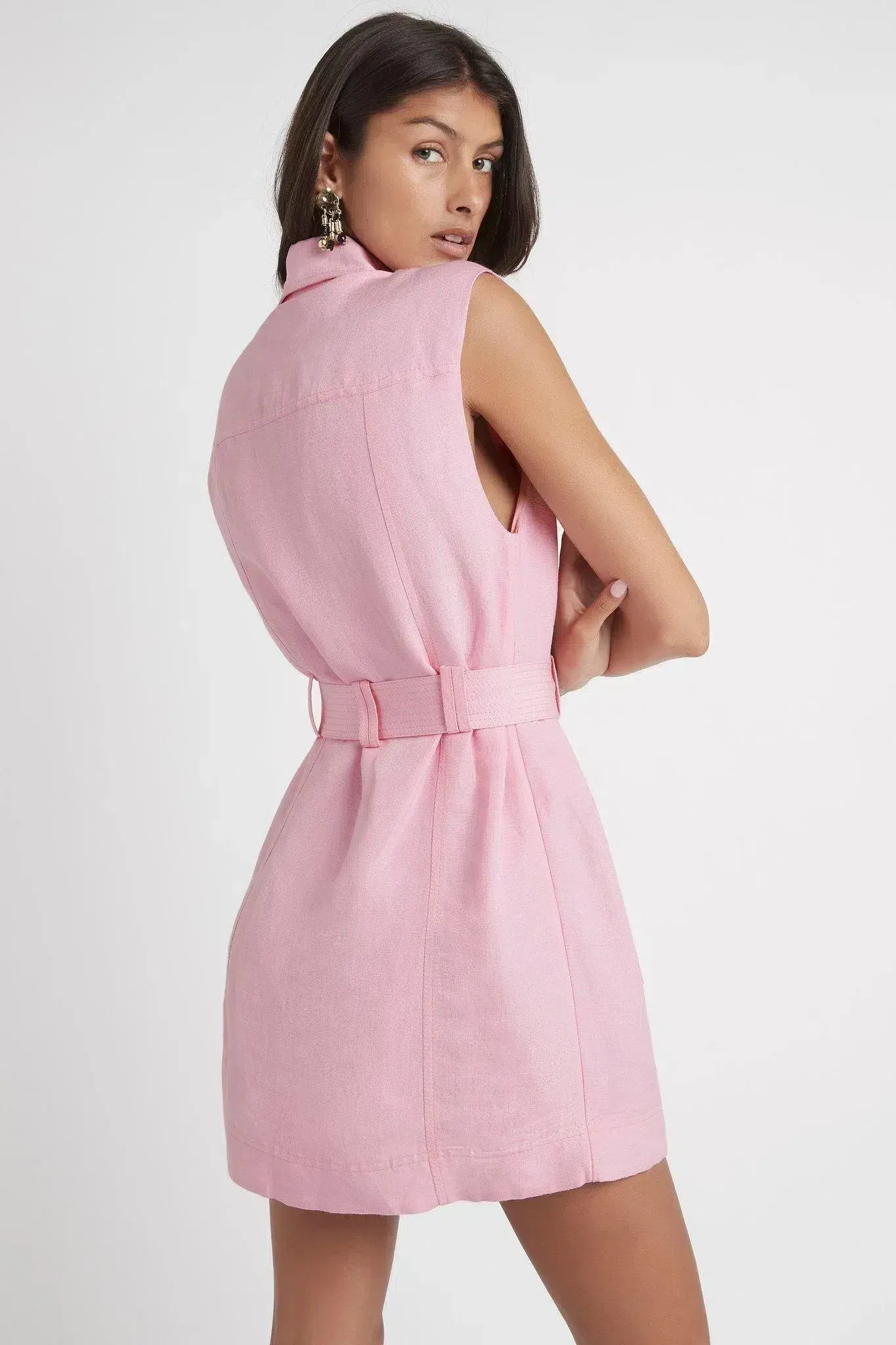 Aje Vista Linen Utility Dress in Pink Size 6 - Image 3
