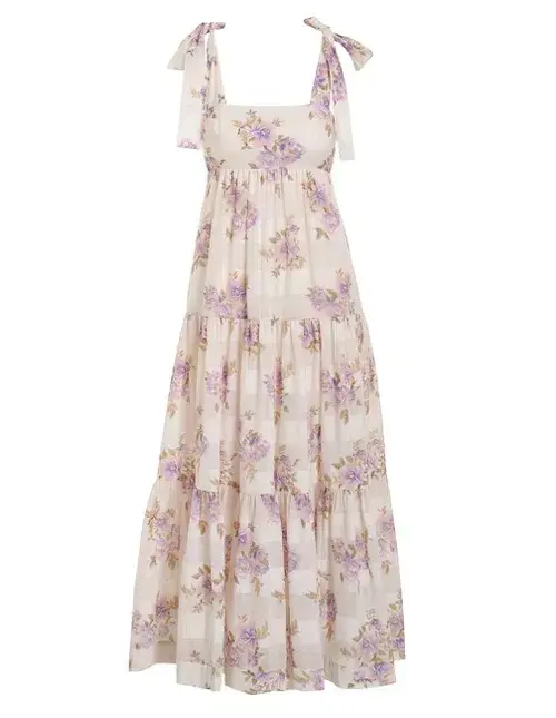 Zimmermann Rosa Striped Picnic Dress Lilac Size 0/AU 8 - Image 4