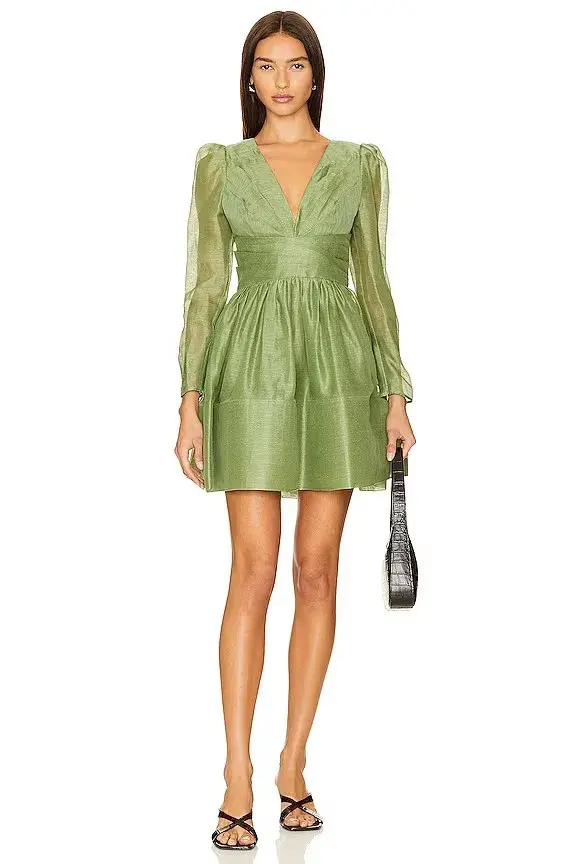 Zimmermann Lyrical Cross Over Mini Dress Green Size 0 /Au 8 - Image 1