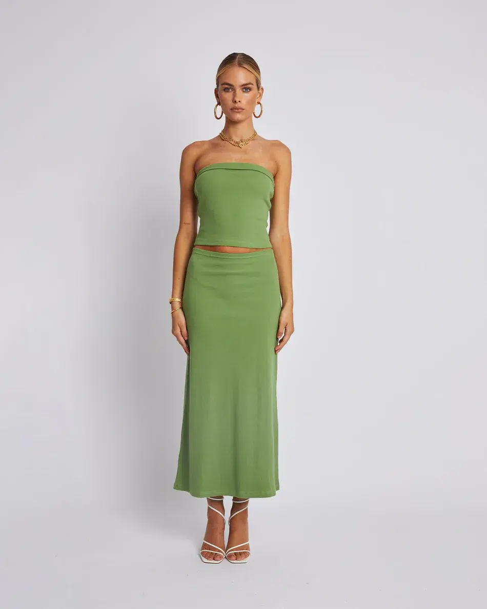 Summi Summi Midi Skirt and Tube Top Set Olive Size 8 - Image 1