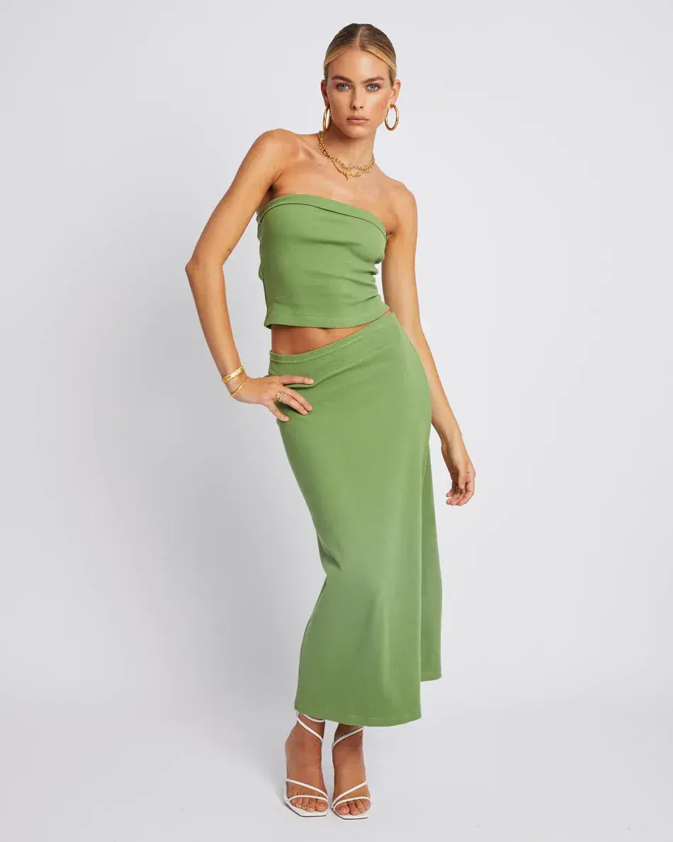 Summi Summi Midi Skirt and Tube Top Set Olive Size 8 - Image 4