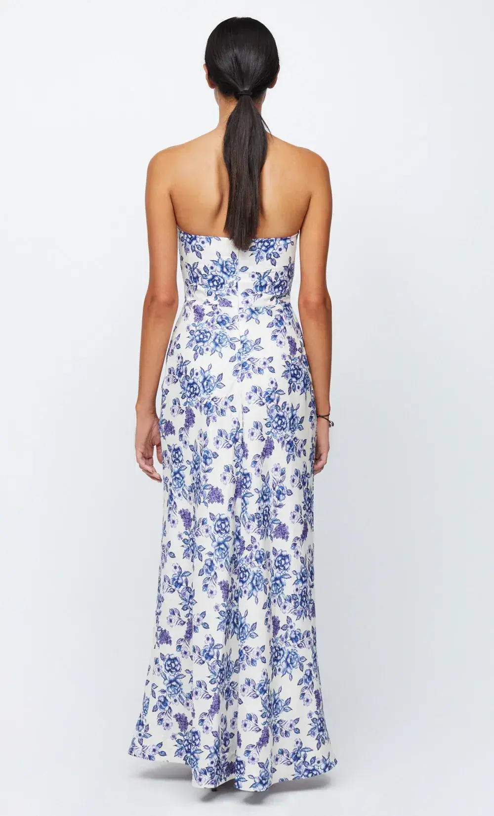 Bec & Bridge Audette Floral White Blue Strapless Linen Maxi Dress Floral Size XS/ AU 6  - Image 2