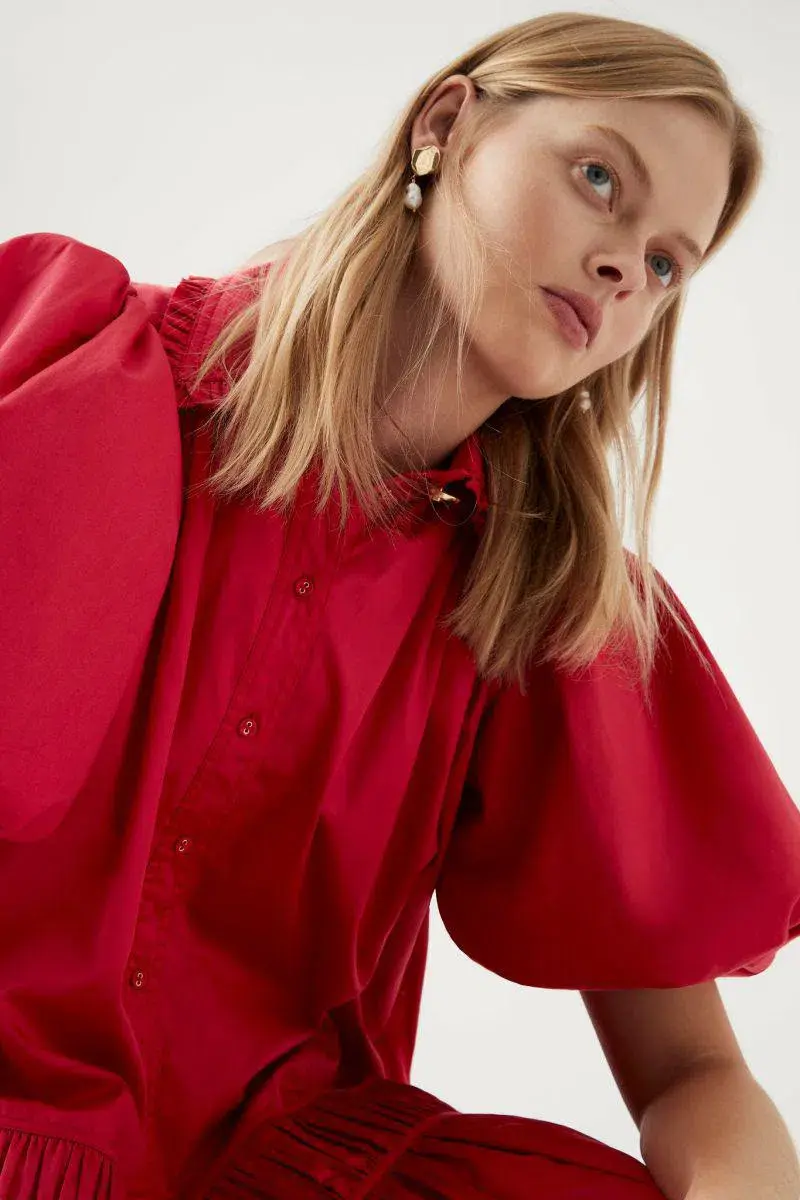 AJE Yvette Smock Mini Dress Red Size 6 - Image 4