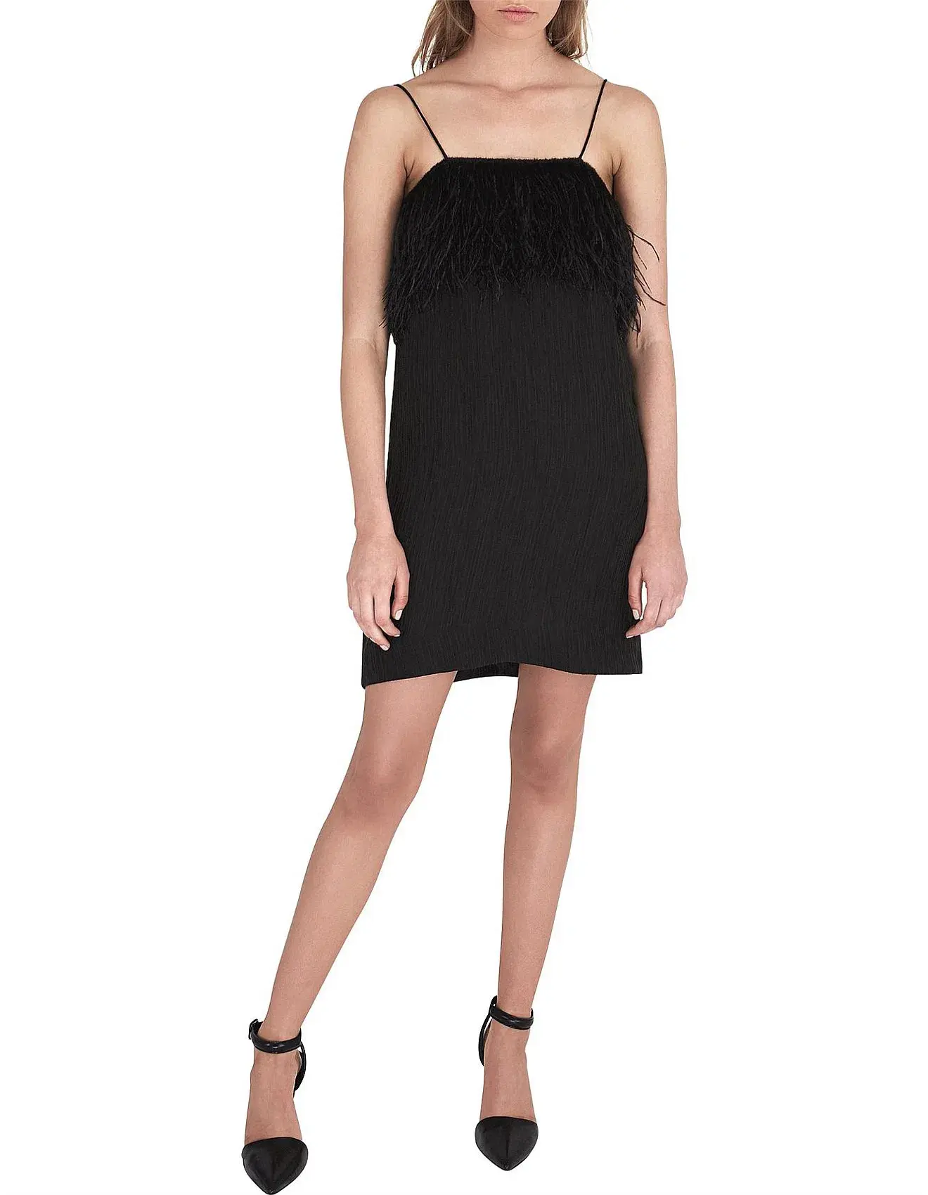 Aje Pellew Feather Mini Dress Black Size 8 - Image 1