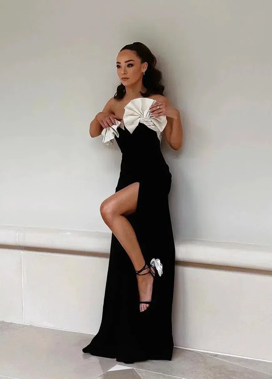 Rachel Gilbert Lavina Floor Length Gown Dress Black Size AU 8 for rent on The Volte - main image