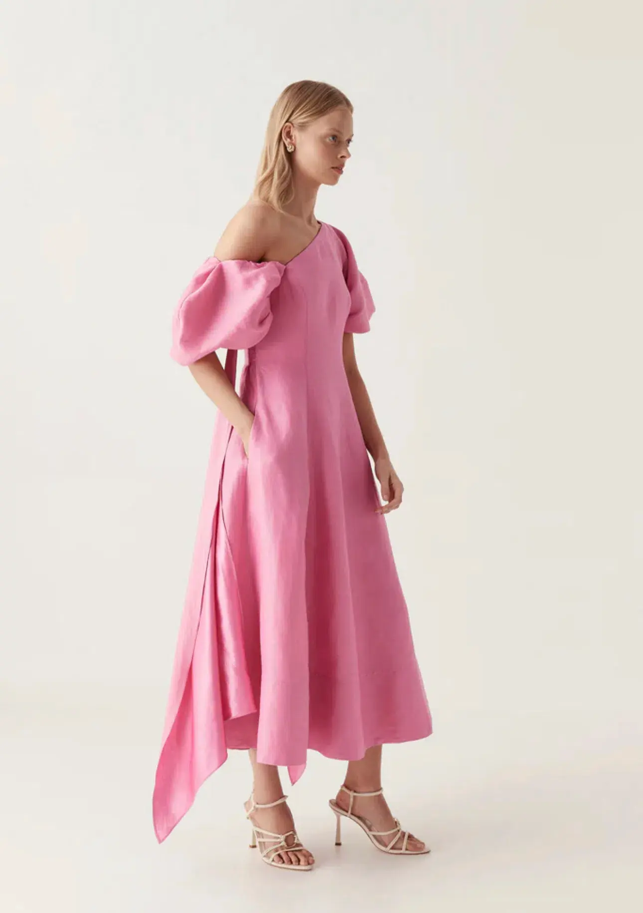 Aje Arista Tulip Sleeve Midi Dress in Cerise Pink Size 12 - Image 2