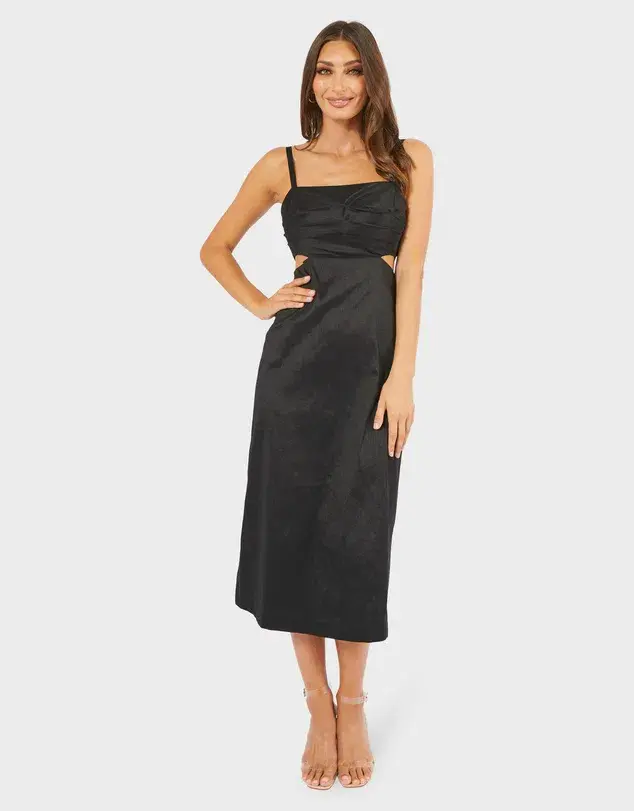 Pilgrim Ingrid Midi Dress Black Size 12 - Image 1