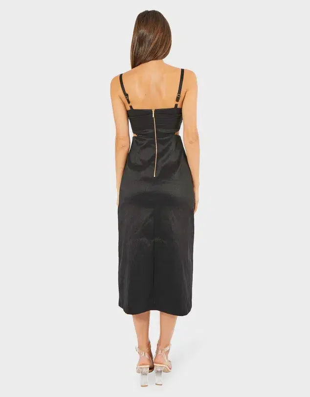 Pilgrim Ingrid Midi Dress Black Size 12 - Image 3