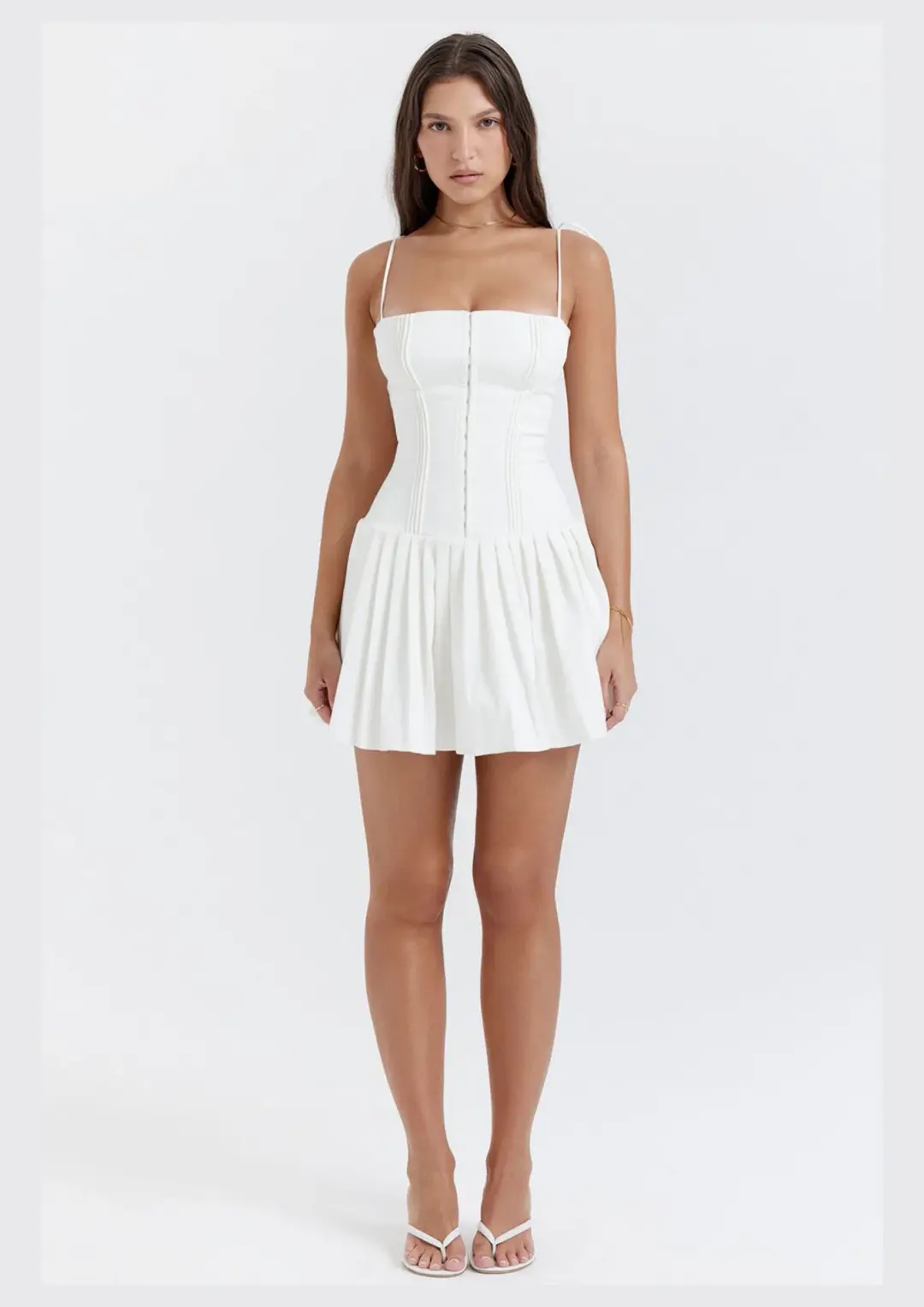 House of CB Marcy Pleated Mini Dress White Size S / AU 8 for rent on The Volte - main image