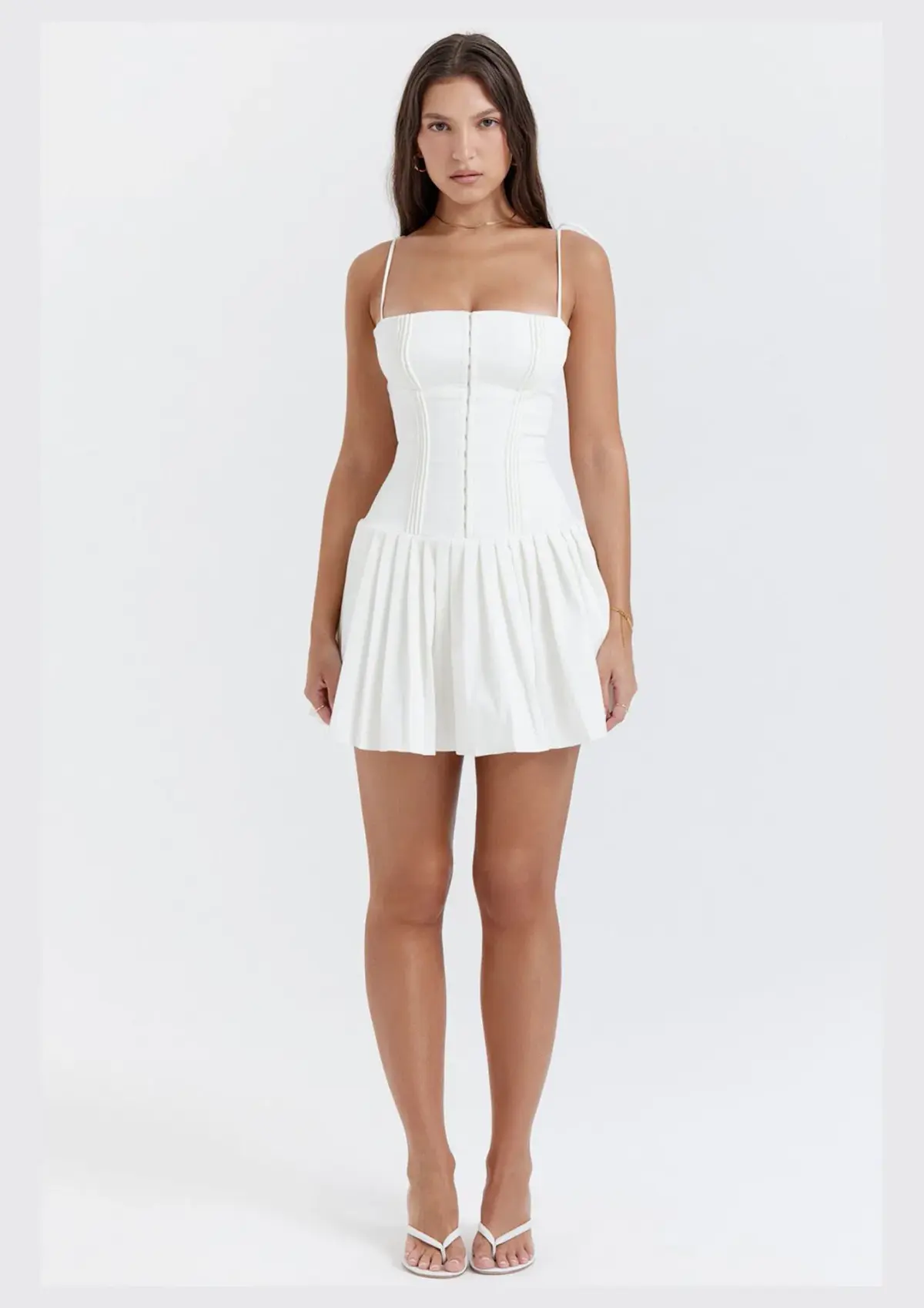 House of CB Marcy Pleated Mini Dress White Size S / AU 8 - Image 1