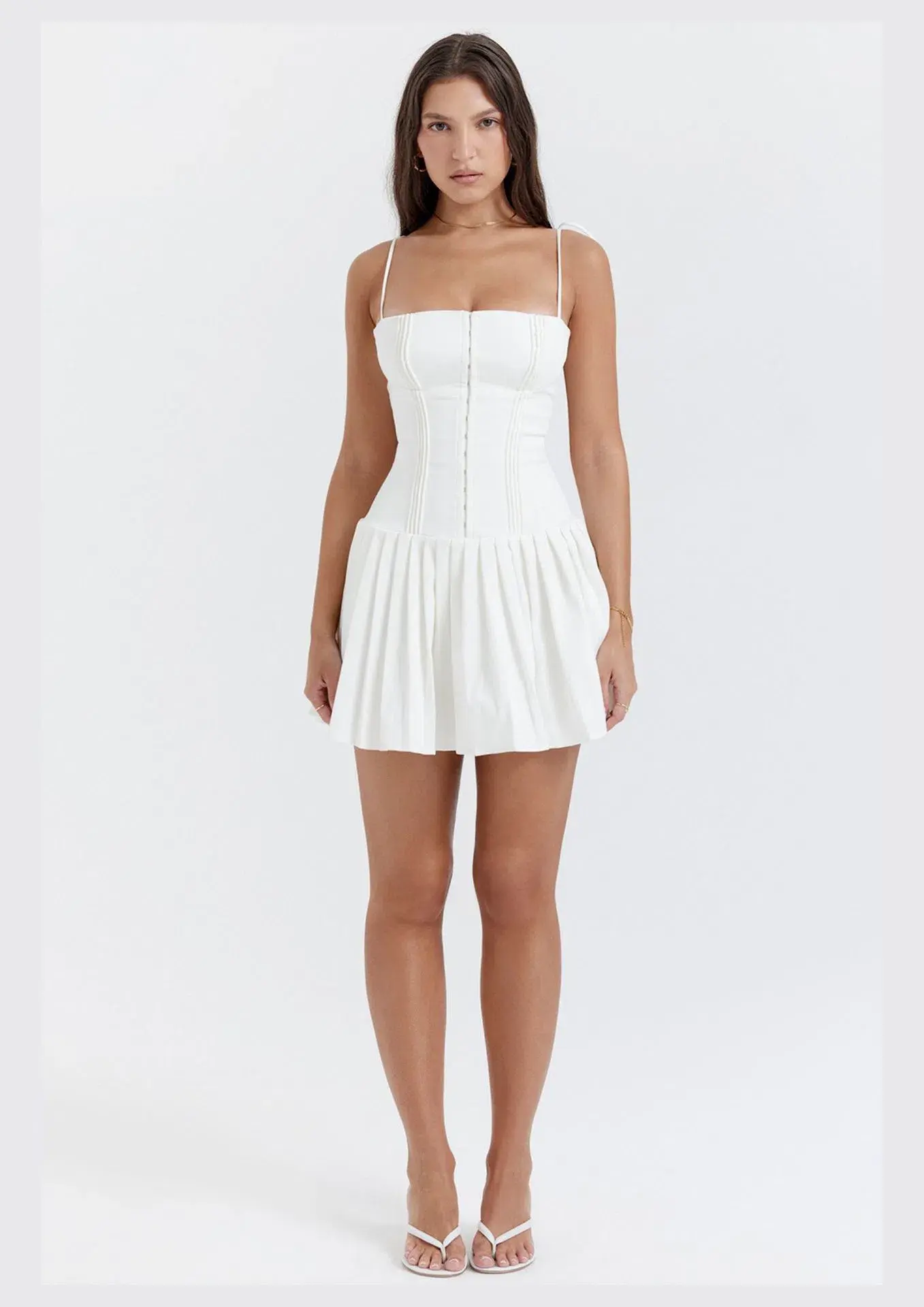 House of CB Marcy Pleated Mini Dress White Size S / AU 8 - Image 1