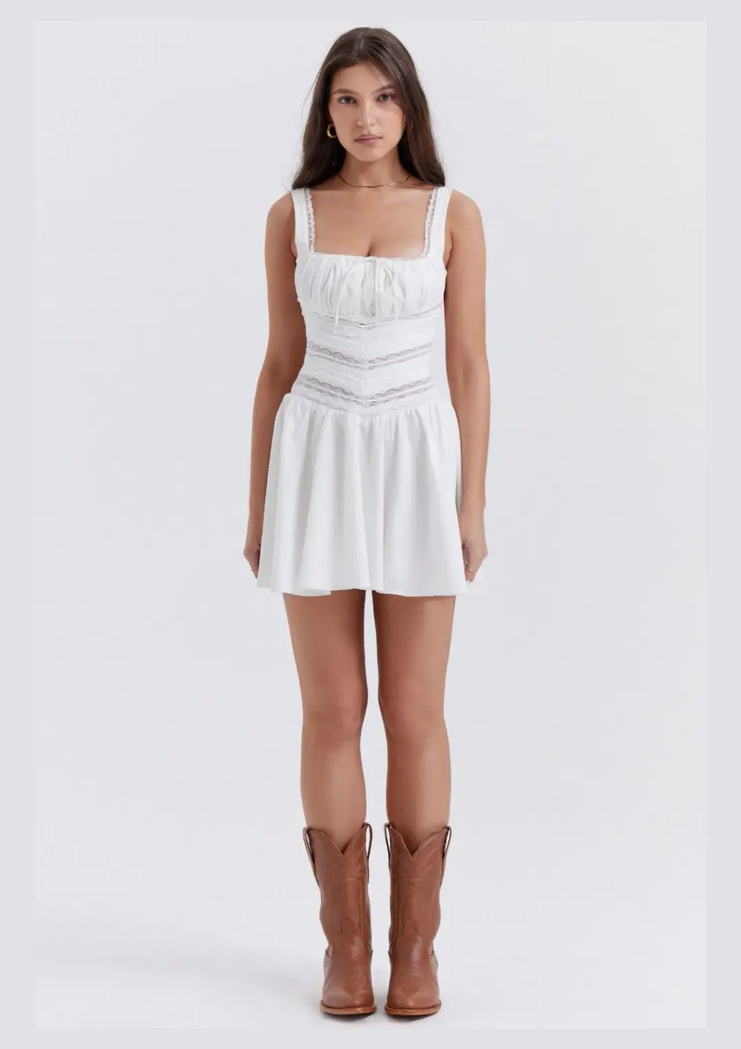 House of CB Tiffani Lace Trim Mini Dress White Size S / AU 8 for rent on The Volte - main image