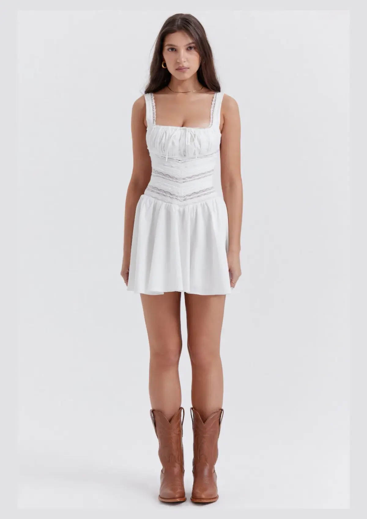 House of CB Tiffani Lace Trim Mini Dress White Size S / AU 8 - Image 1