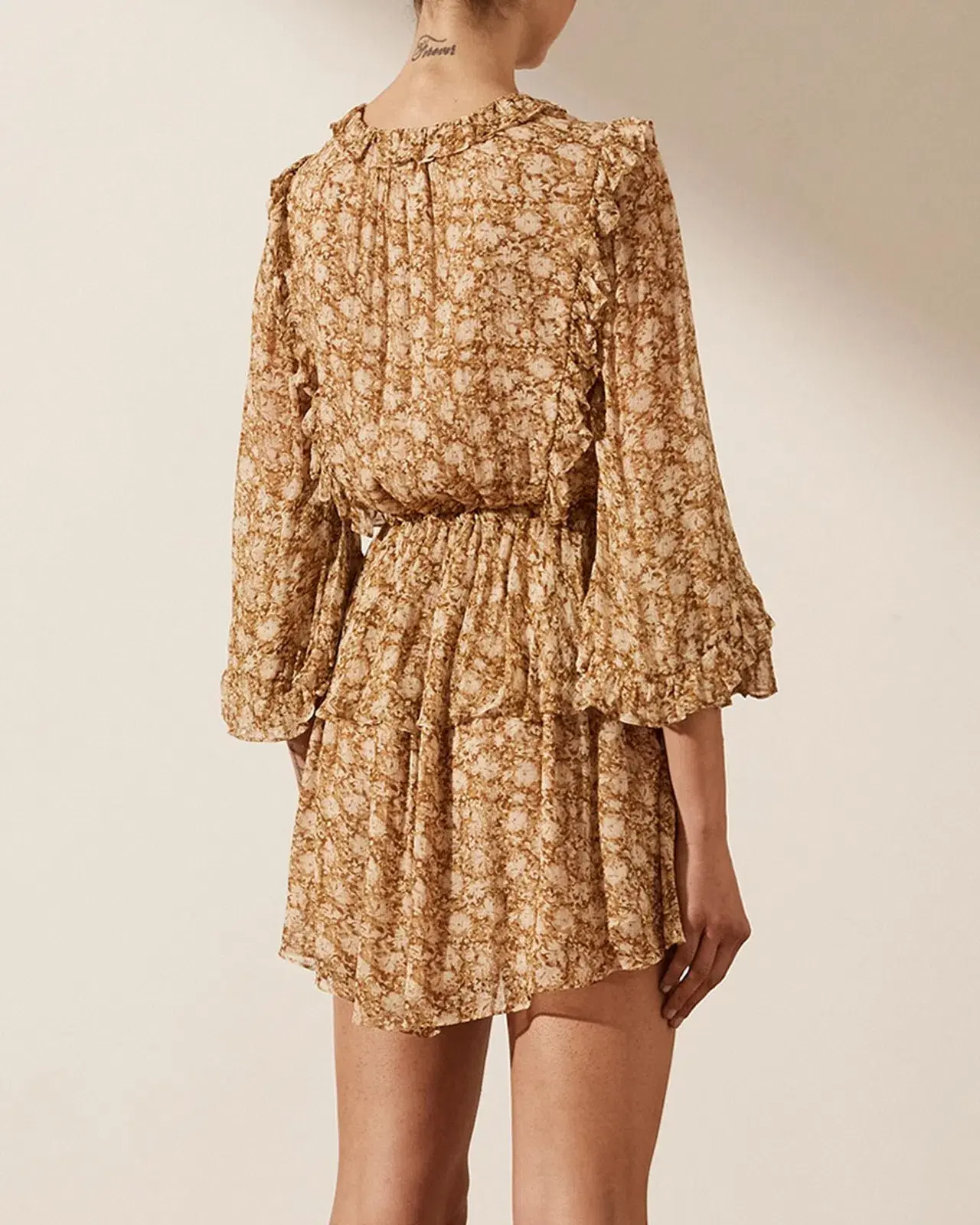 Shona Joy Julia Balloon Sleeve Drawstring Mini Dress Floral Size AU 10 - Image 3