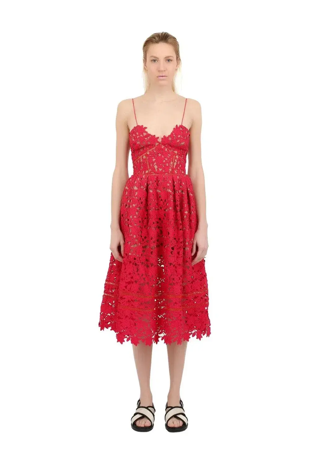 Self Portrait Azaelea Midi Dress Red Size 6 - Image 1