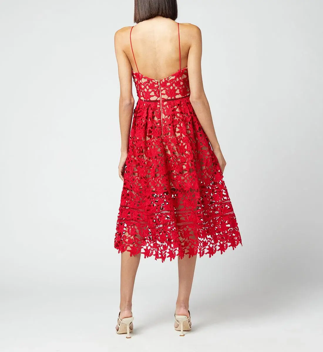 Self Portrait Azaelea Midi Dress Red Size 6 - Image 4
