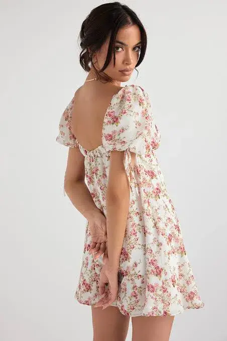 House of CB Princess Mini Dress Rose Floral Print Size L / AU 12 - Image 3
