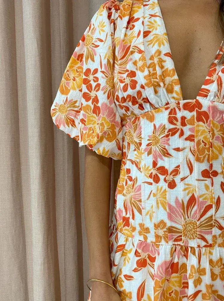 By Nicola Fiesta Stitch Waist Mini Dress Floral Size 8 for rent on The Volte - main image