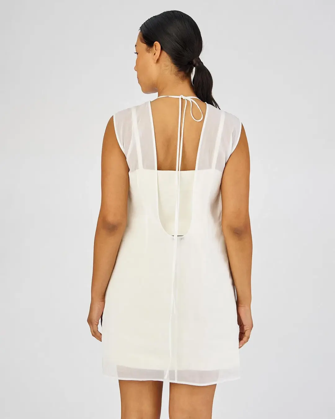 Oroton Lace Flower Sheer Mini Dress Soft Cream Size 14 for rent on The Volte - main image